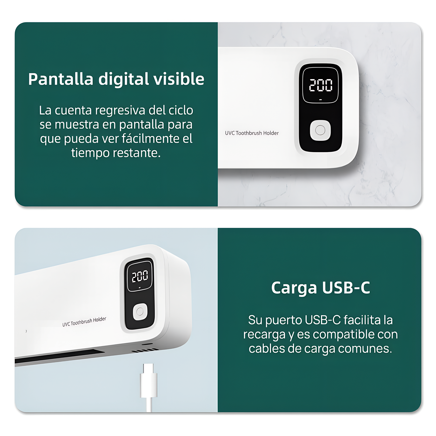 Organizador de Cepillos con Desinfección UV y Carga USB-C
