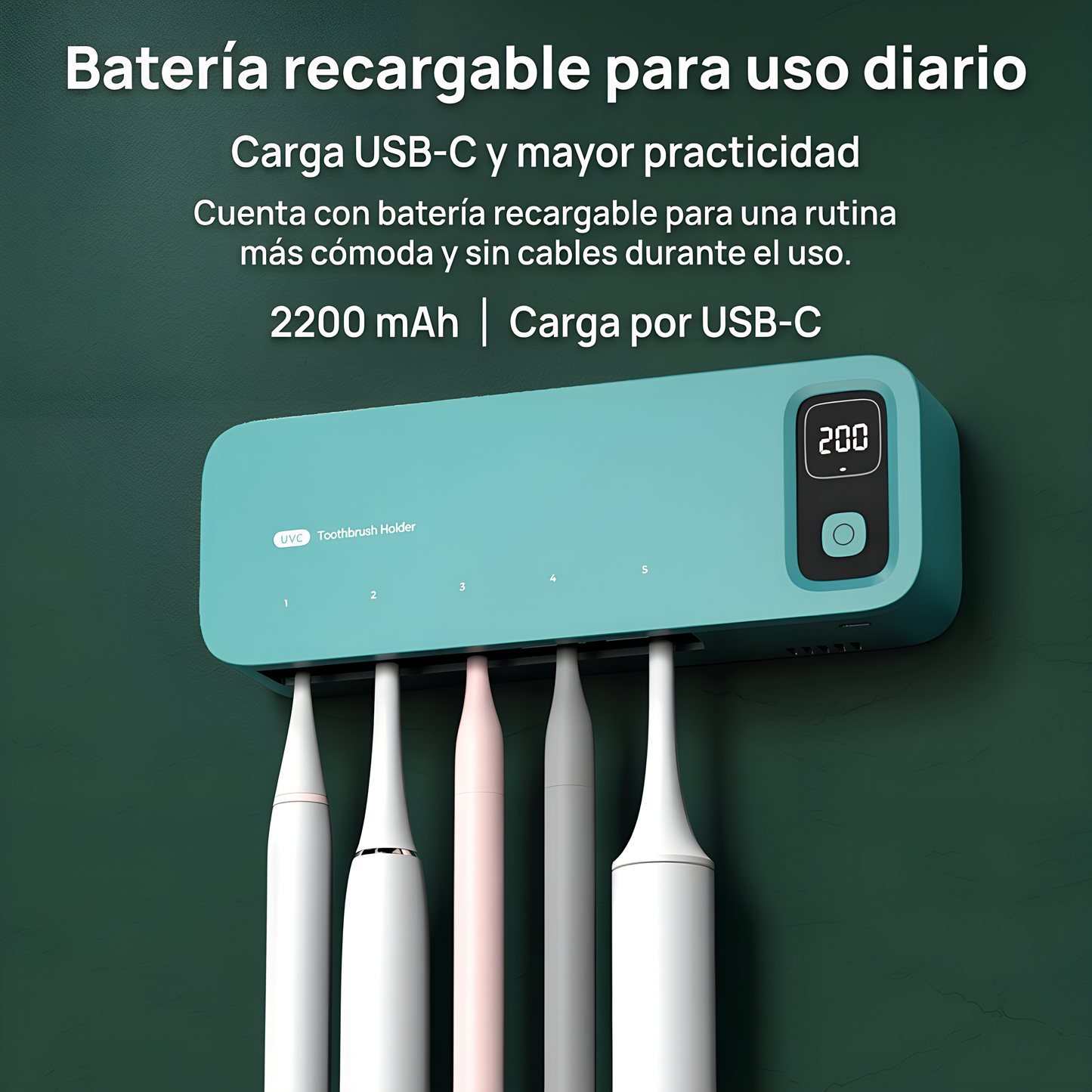Organizador de Cepillos con Desinfección UV y Carga USB-C